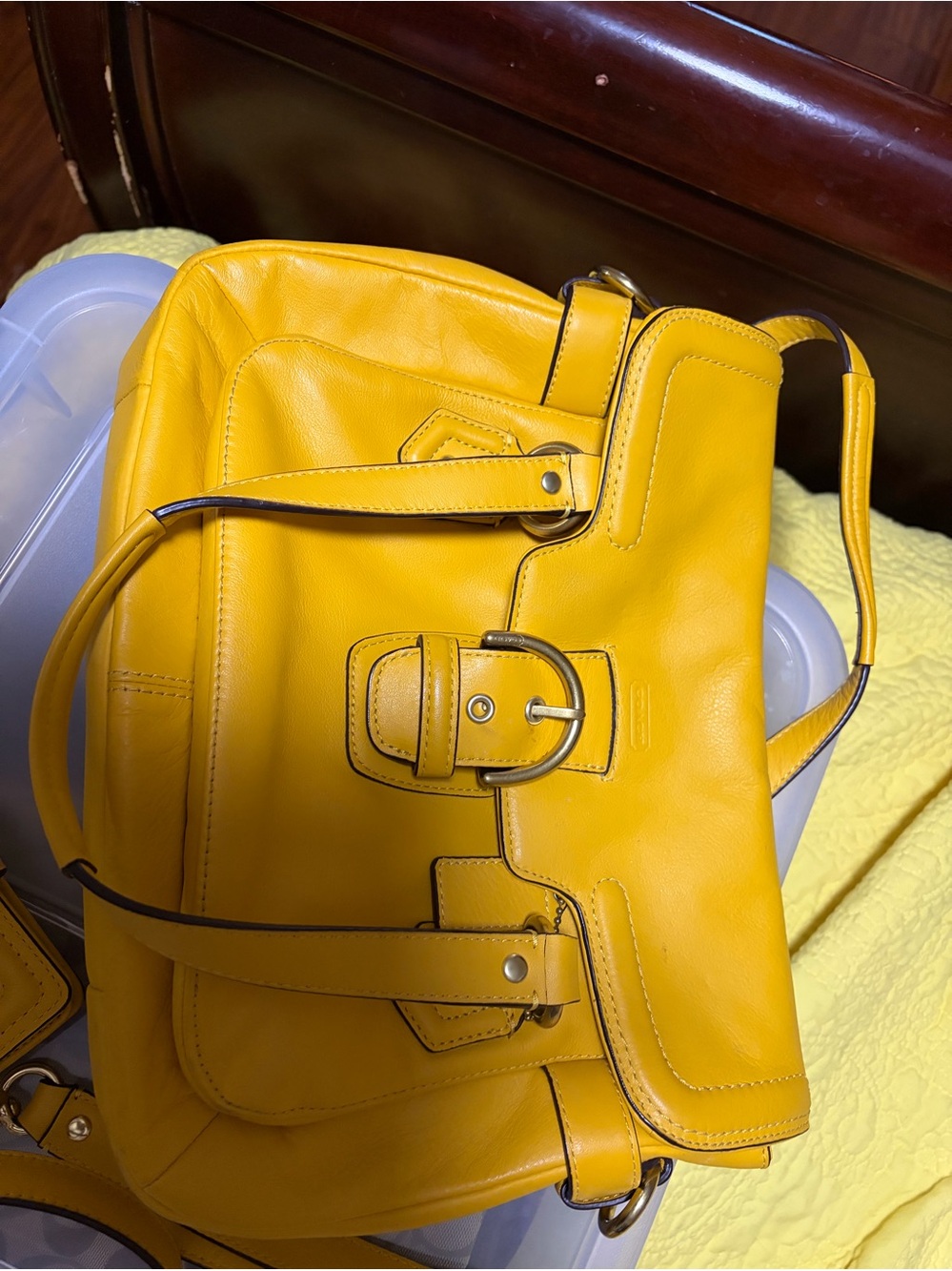 Yellow Leather Shoulder Bag - Coach
